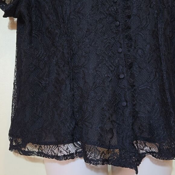 Claudia Richards Regencycore Black Lace Button Front Blouse Goth Whimsigothic - Picture 10 of 15